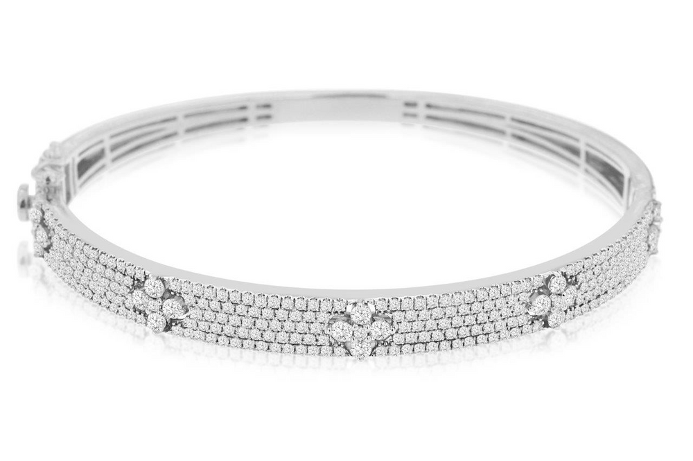 14K White Gold 2.5cttw Diamond Bangle