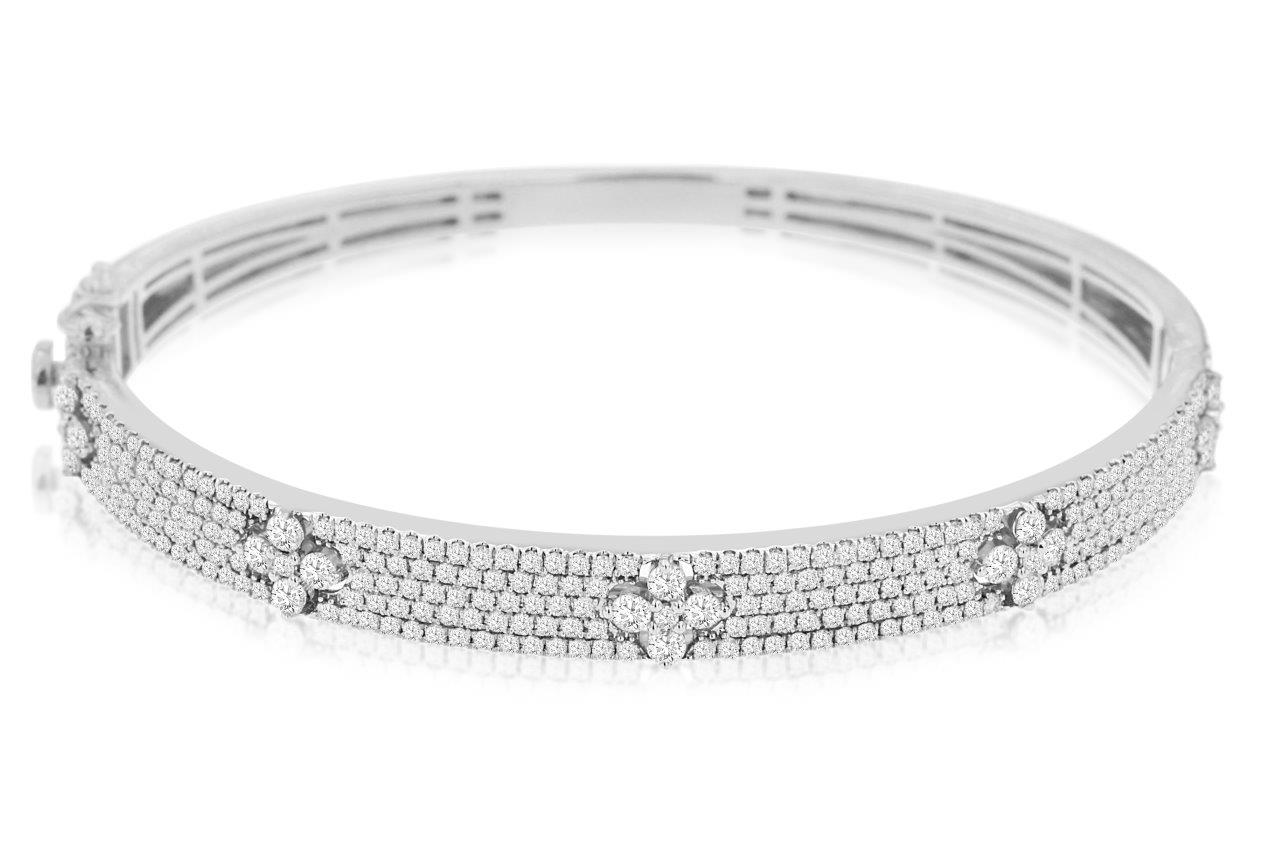14K White Gold 2.5cttw Diamond Bangle