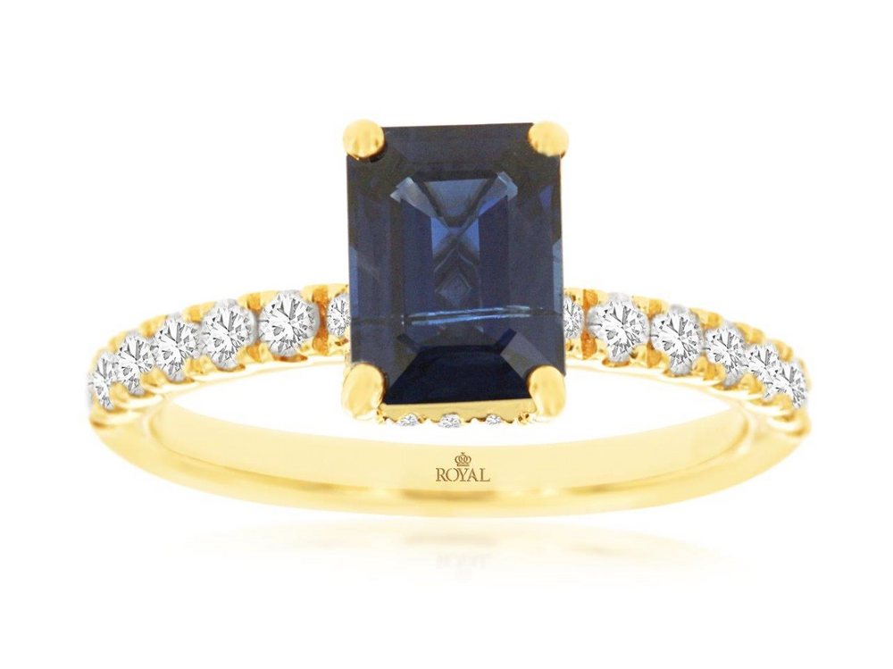 14K Yellow Gold 1.85ct Sapphire & 0.50cttw SI1 G-H Diamond Ring by RJM
