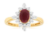 14K Yellow Gold 0.90cttw Ruby & 0.25cttw Diamond Ring by RJM