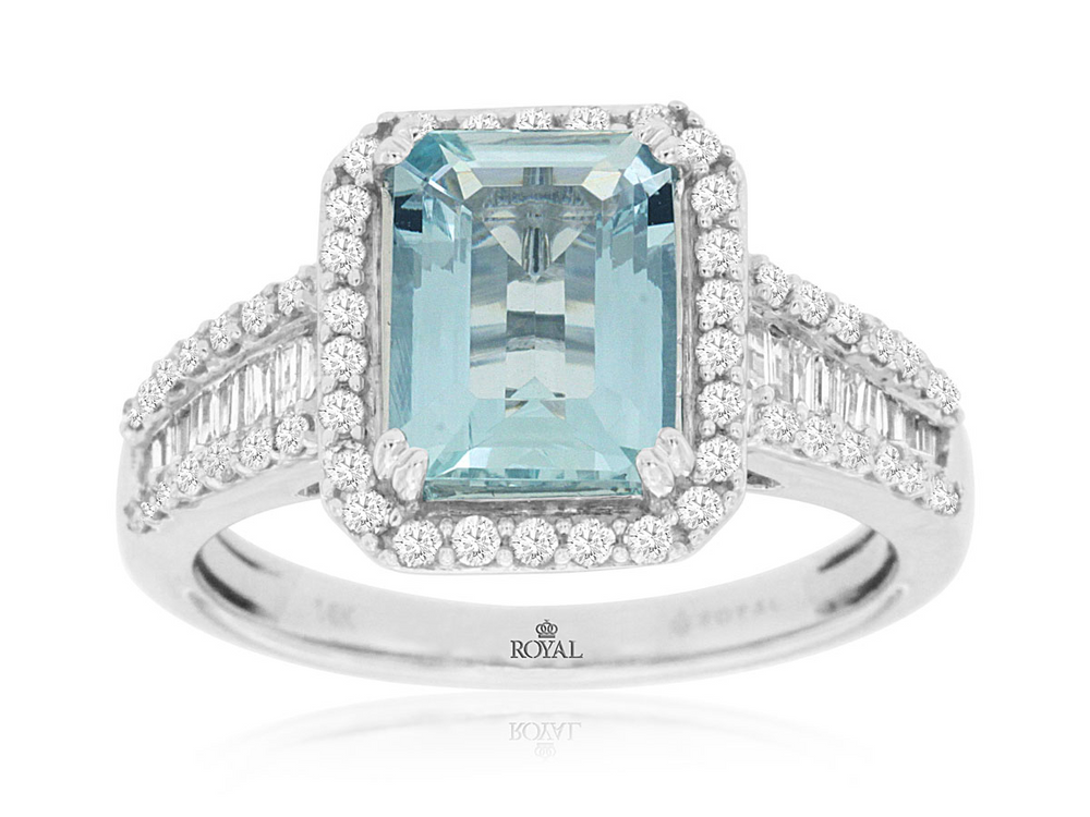 14K White Gold Aquamarine & Diamond Ring by RJM