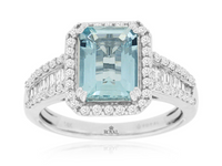 14K White Gold Aquamarine & Diamond Ring by RJM