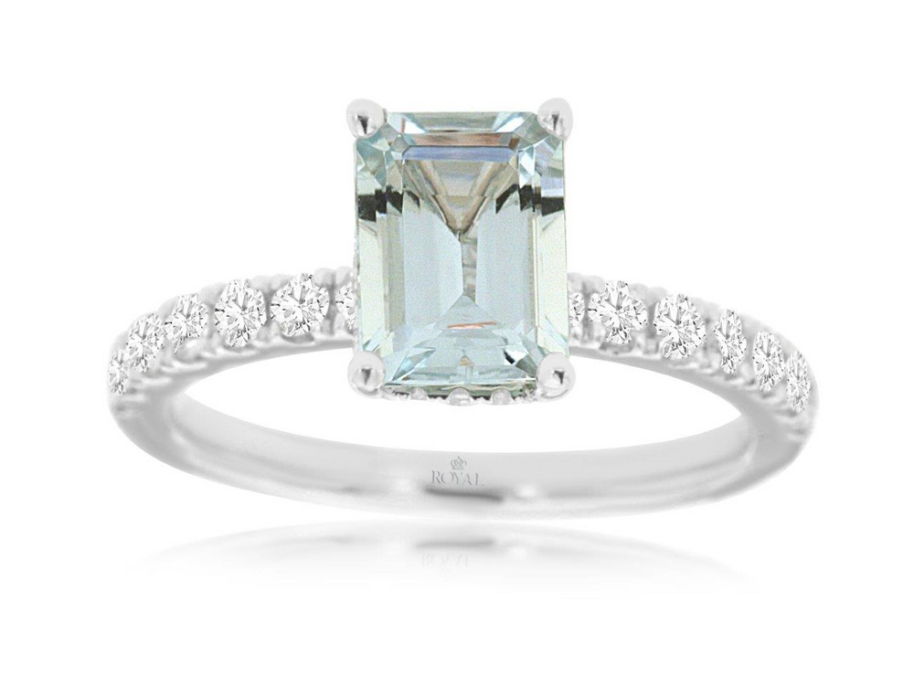 14K White Gold Aquamarine & Diamond Ring by RJM