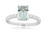14K White Gold Aquamarine & Diamond Ring by RJM
