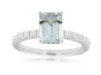 14K White Gold Aquamarine & Diamond Ring by RJM