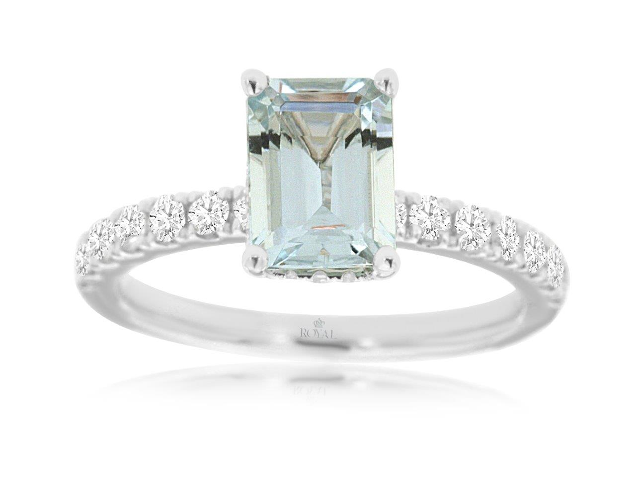 14K White Gold Aquamarine & Diamond Ring by RJM