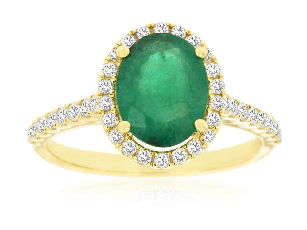 14K Yellow Gold 1.75ct Emerald & 0.44cttw Diamond Ring by RJM