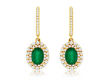 14K Yellow Gold  Gold 1.40cttw Emerald & 0.85cttw Diamond Earrings