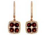 14K Rose Gold 1.60cttw Garnet & 0.38cttw Diamond Earrings
