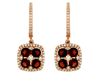 14K Rose Gold 1.60cttw Garnet & 0.38cttw Diamond Earrings