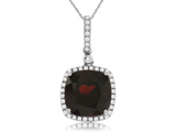 14K White Gold 4.60ct Garnet & 0.16cttw Diamond Pendant