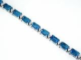 14K White Gold 13.70cttw Blue Topaz & 0.15cttw Diamond Bracelet by RJM