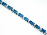 14K White Gold 13.70cttw Blue Topaz & 0.15cttw Diamond Bracelet by RJM