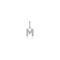 Sterling Silver Letter M Charm with Simulated Diamonds
