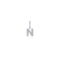Sterling Silver Letter N Charm with Simulated Diamonds