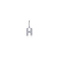 Sterling Silver Letter H Charm with Simulated Diamonds