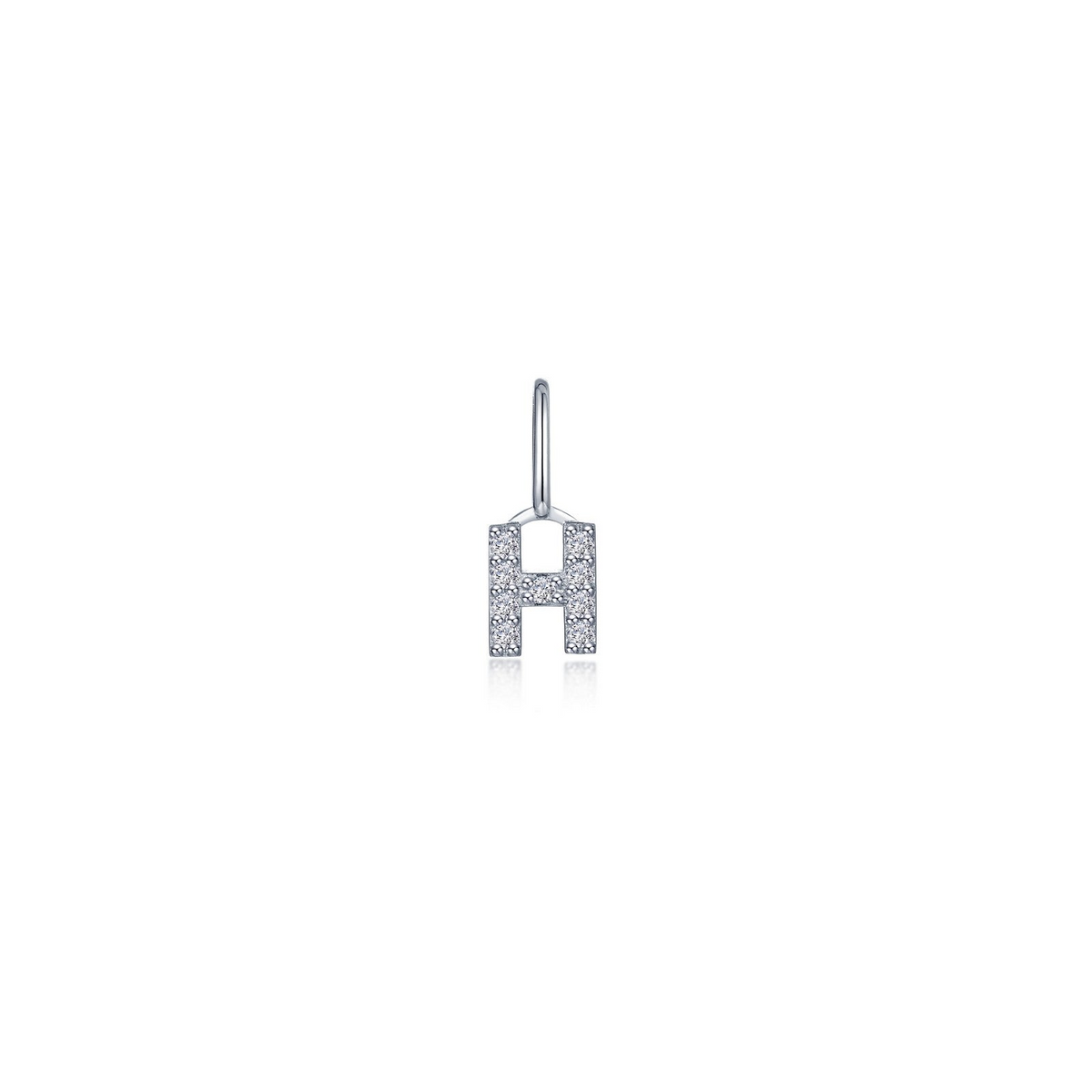 Sterling Silver Letter H Charm with Simulated Diamonds