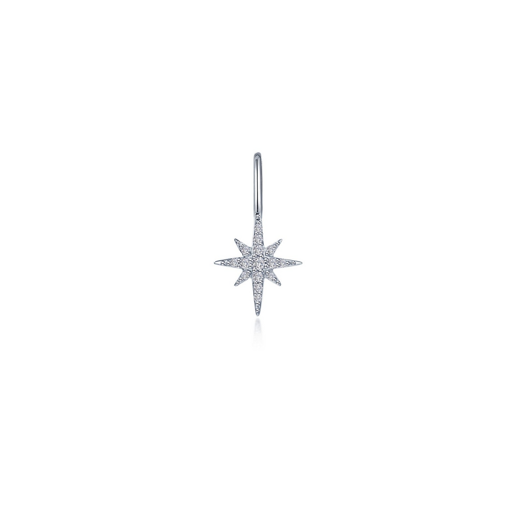 Sterling Silver North Star Pendant with Simulated Diamonds