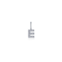 Sterling Silver Letter E Charm with Simulated Diamonds