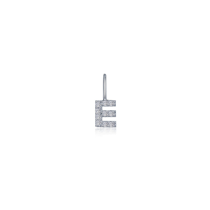 Sterling Silver Letter E Charm with Simulated Diamonds