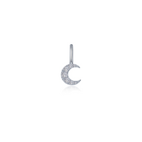 Sterling Silver Crescent Moon with Simulated Diamonds