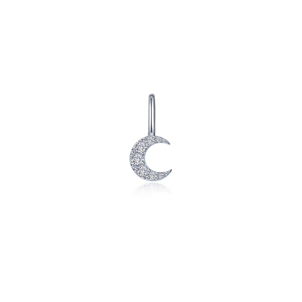 Sterling Silver Crescent Moon with Simulated Diamonds