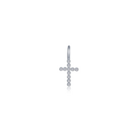 Sterling Silver Cross Charm with Simulated Diamonds