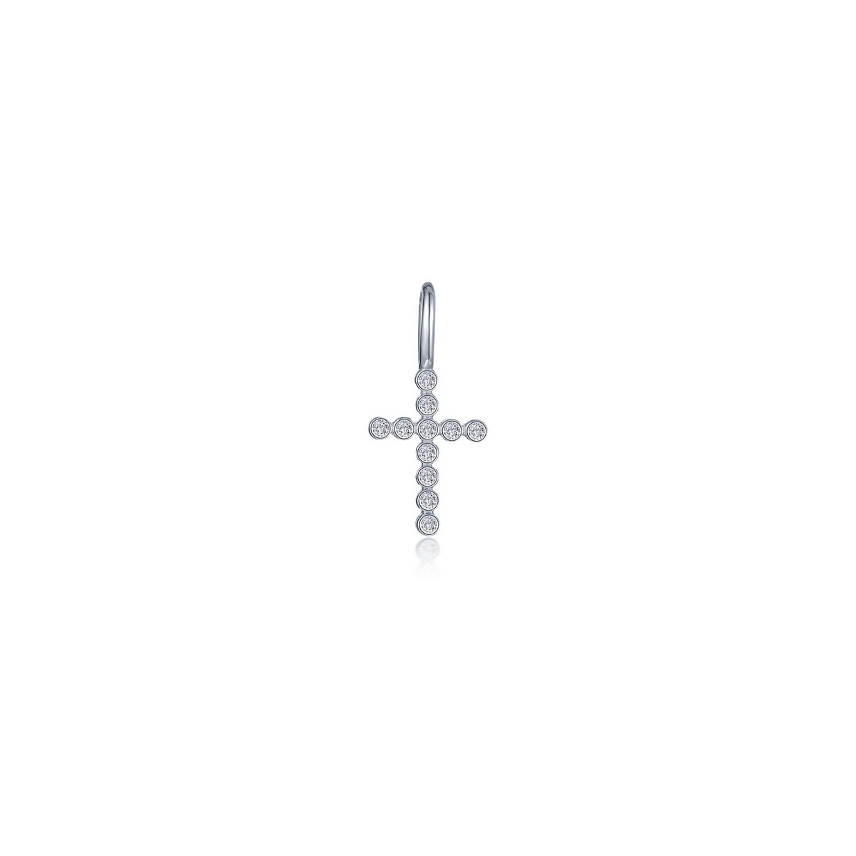 Sterling Silver Cross Charm with Simulated Diamonds