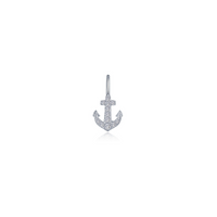 Sterling Silver Anchor Charm with Simulated Diamonds