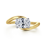 14K Yellow & White Gold Bypass Engagement Ring to Hold 2.5ct Oval Diamond by Gabriel