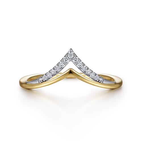 14K Yellow Gold 0.06cttw Diamond Chevron Ring by Gabriel
