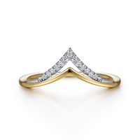 14K Yellow Gold 0.06cttw Diamond Chevron Ring by Gabriel
