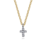 14K Yellow & White Gold 0.03cttw SI H-I Diamond Cross Pendant Necklace by Gabriel