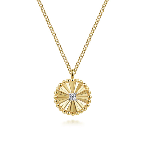 14K Yellow & White Gold Bujukan 0.03ct SI G-H Diamond Pendant Necklace by Gabriel