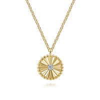 14K Yellow & White Gold Bujukan 0.03ct SI G-H Diamond Pendant Necklace by Gabriel