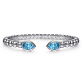 Sterling Silver Bujukan & Pear Shape 3.04cttw Blue Topaz Split Bangle Bracelet by Gabriel