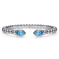 Sterling Silver Bujukan & Pear Shape 3.04cttw Blue Topaz Split Bangle Bracelet by Gabriel