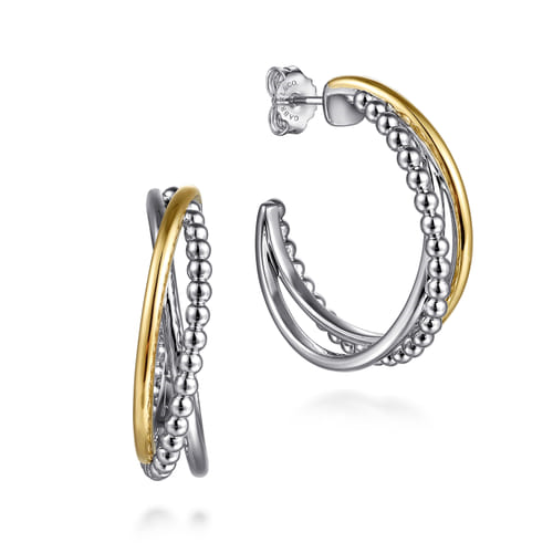 Two-Tone Bujukan J-Hoop Earrings by Gabriel & Co