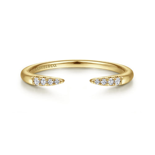 14K Yellow Gold Open Diamond Tipped Stackable Ring by Gabriel
