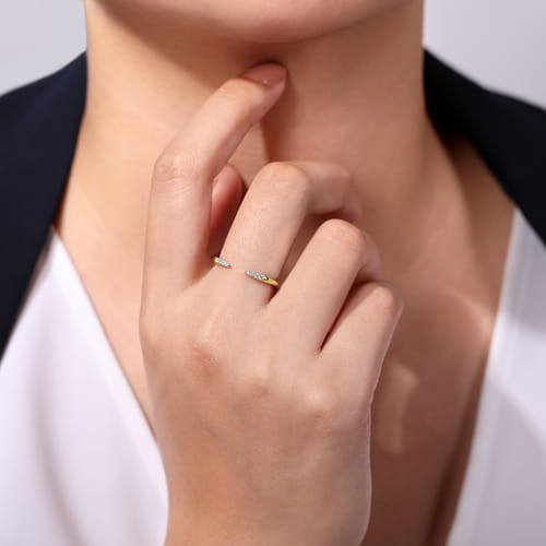 14K Yellow Gold Open Diamond Tipped Stackable Ring by Gabriel