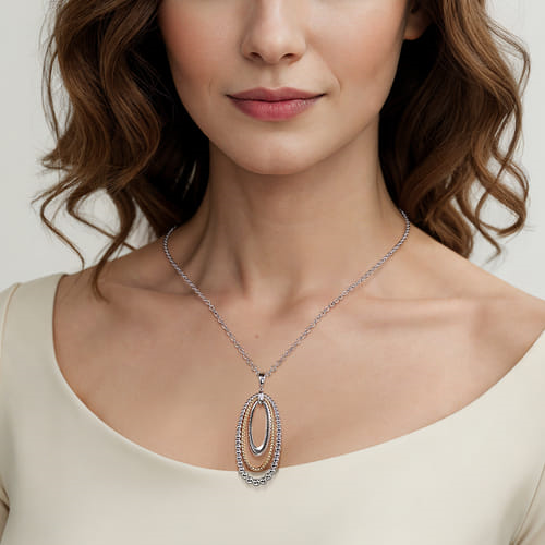 Two-Tone Enlongated Necklace by Gabriel & Co