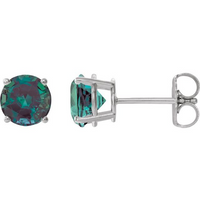14K White Gold 7mm LAB GROWN Alexandrite Earrings