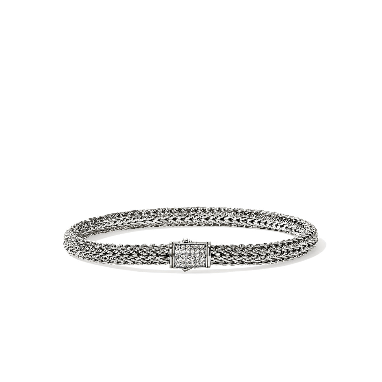 Icon Silver 0.15cttw Diamond Pave 5mm XS Bracelet Sz US by John Hardy