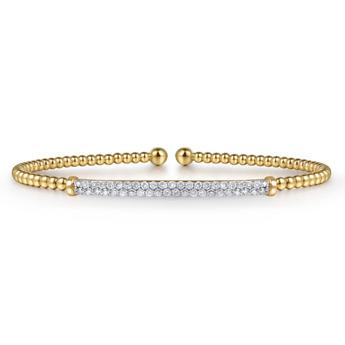14K Yellow Gold Bujukan 0.33cttw SI H-I Diamond Bar Cuff Bangle Bracelet by Gabriel