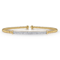 14K Yellow Gold Bujukan 0.33cttw SI H-I Diamond Bar Cuff Bangle Bracelet by Gabriel