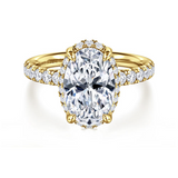 14K Yellow Gold 0.47cttw SI G-H Diamond Semi-Mount Engagement Ring by Gabriel to Hold 3ct Oval