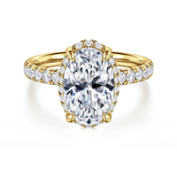 14K Yellow Gold 0.47cttw SI G-H Diamond Semi-Mount Engagement Ring by Gabriel to Hold 3ct Oval