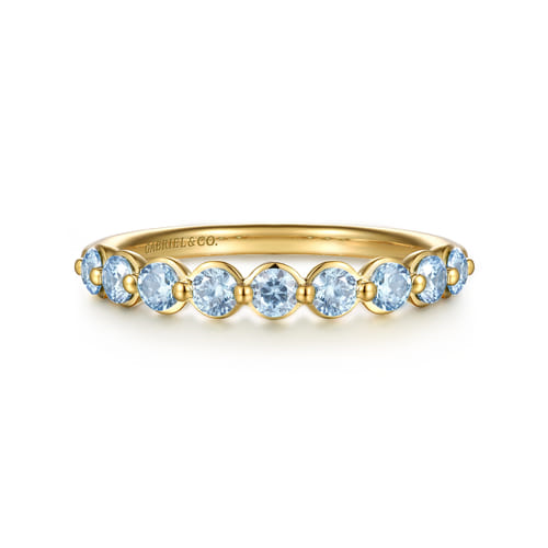 14K Yellow Gold 0.57cttw Aquamarine Stackable Ring by Gabriel & Co