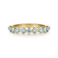 14K Yellow Gold 0.57cttw Aquamarine Stackable Ring by Gabriel & Co