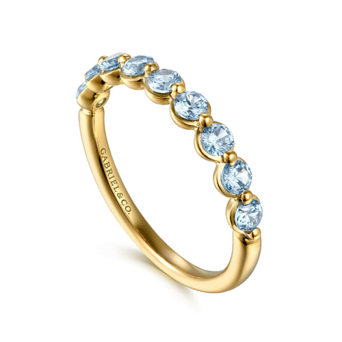 14K Yellow Gold 0.57cttw Aquamarine Stackable Ring by Gabriel & Co